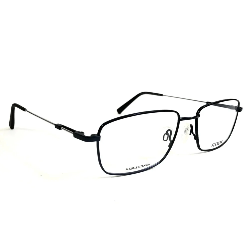 Flexon Eyeglasses Frames H6001 413 Midnight Navy Blue Silver Wire Rim 55-17-145
